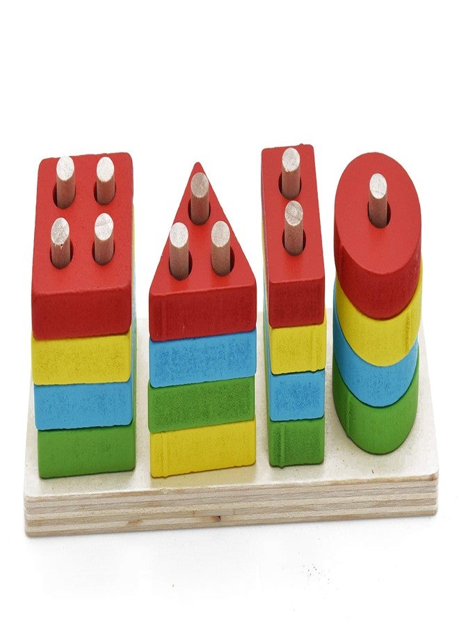 justhandmade Just Handmade Wooden Four Angle Geometric Shapes| Dog Pull Along Toy for Kids,Colours May Vary(Combo of 2) - Image 3